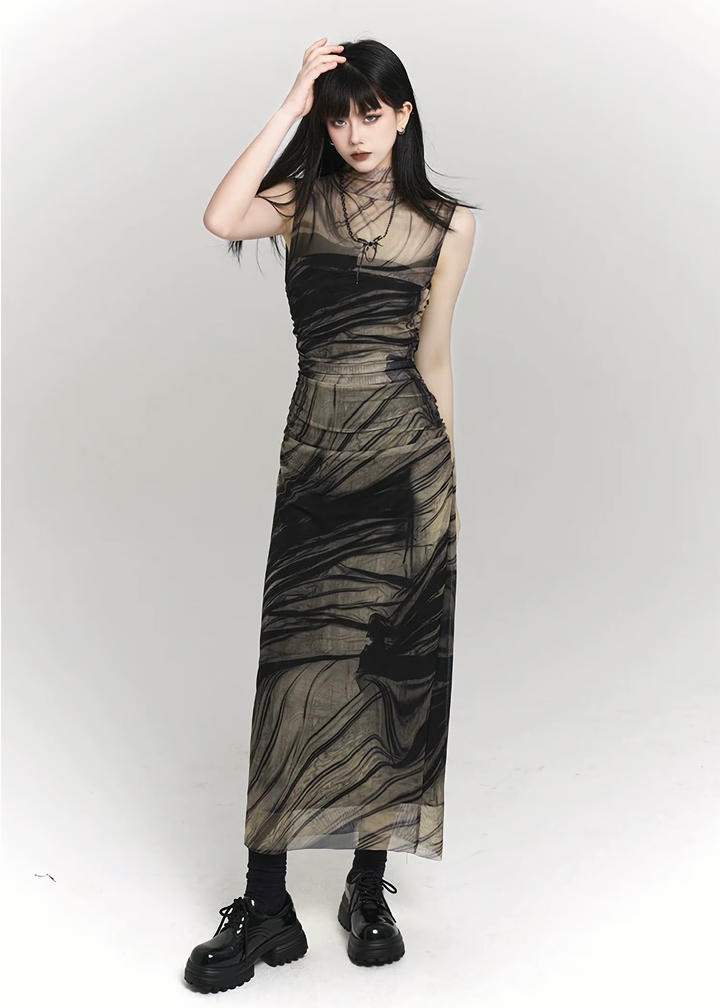 SMOKE DRAPE GOTHIC DRESS / LG1108