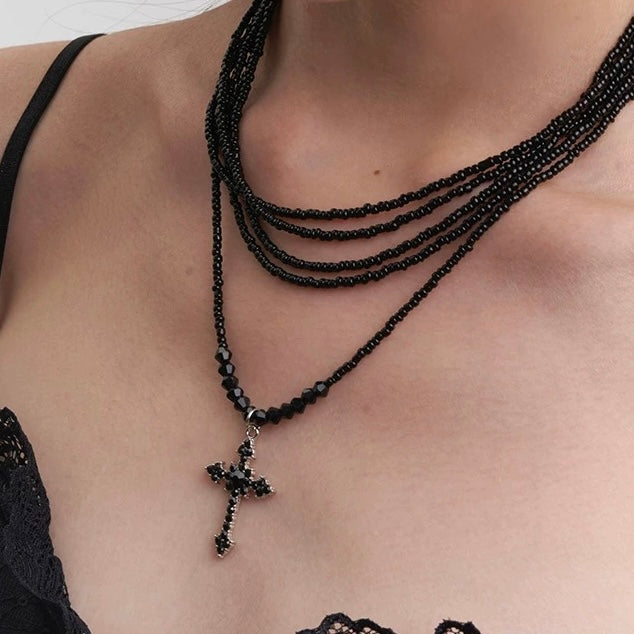 MULTI LAYER CROSS NECKLACE / A1149
