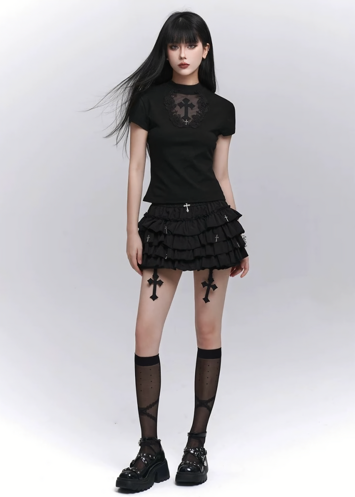 CROSS GOTHIC BALLET SKIRT / LG1267