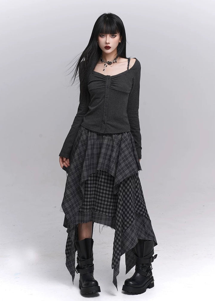 Gothic Ruched Button Top / lg1352