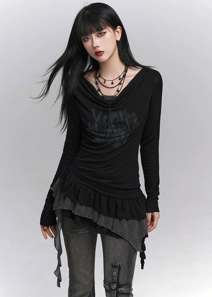 Gothic Layered Dress-like Top  / lg1334