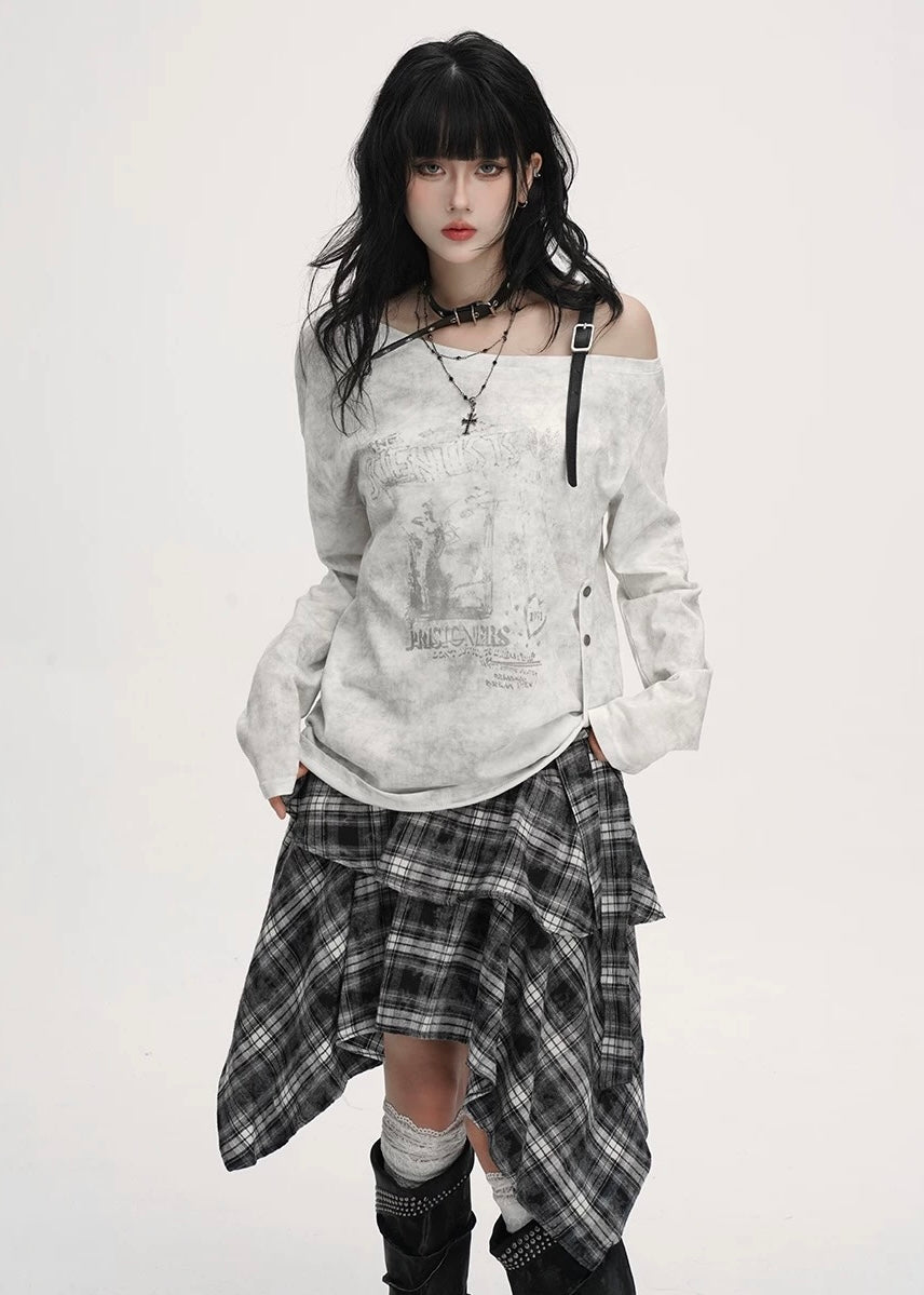 Asymmetry Check Flare Skirt / LG1381