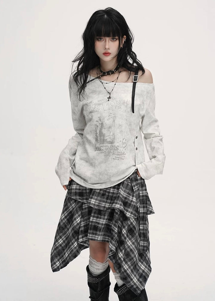 Asymmetry Check Flare Skirt / LG1381