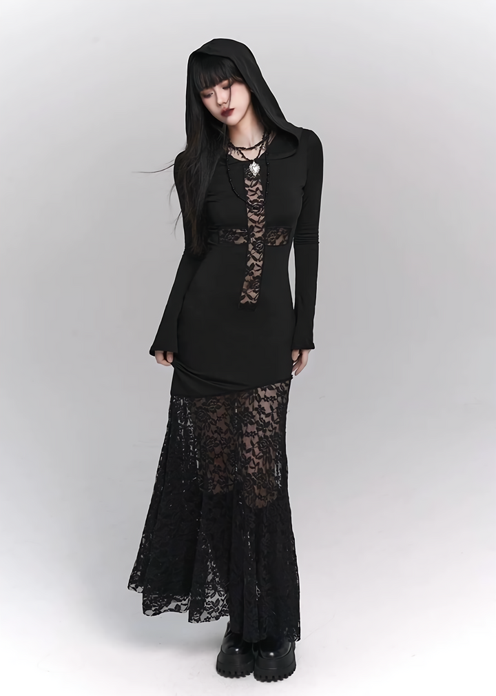 hooded long dress / LG1141 