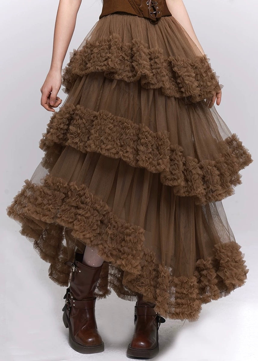 SHADOW TIERED MESH SKIRT / LG1488