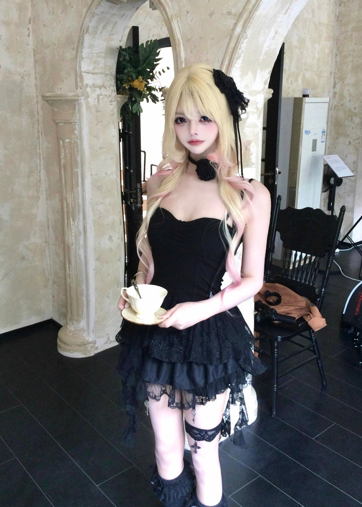 GOTHIC LACE RIBBON BUSTIER TOP / LG1677