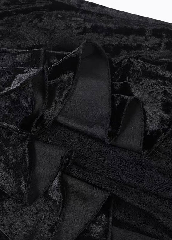 VELVET LACE-UP FISHTAIL SKIRT / LG1728