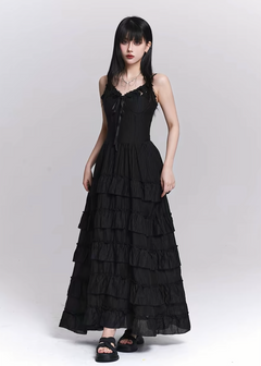 GHOST TIERED LONG DRESS / LG1550