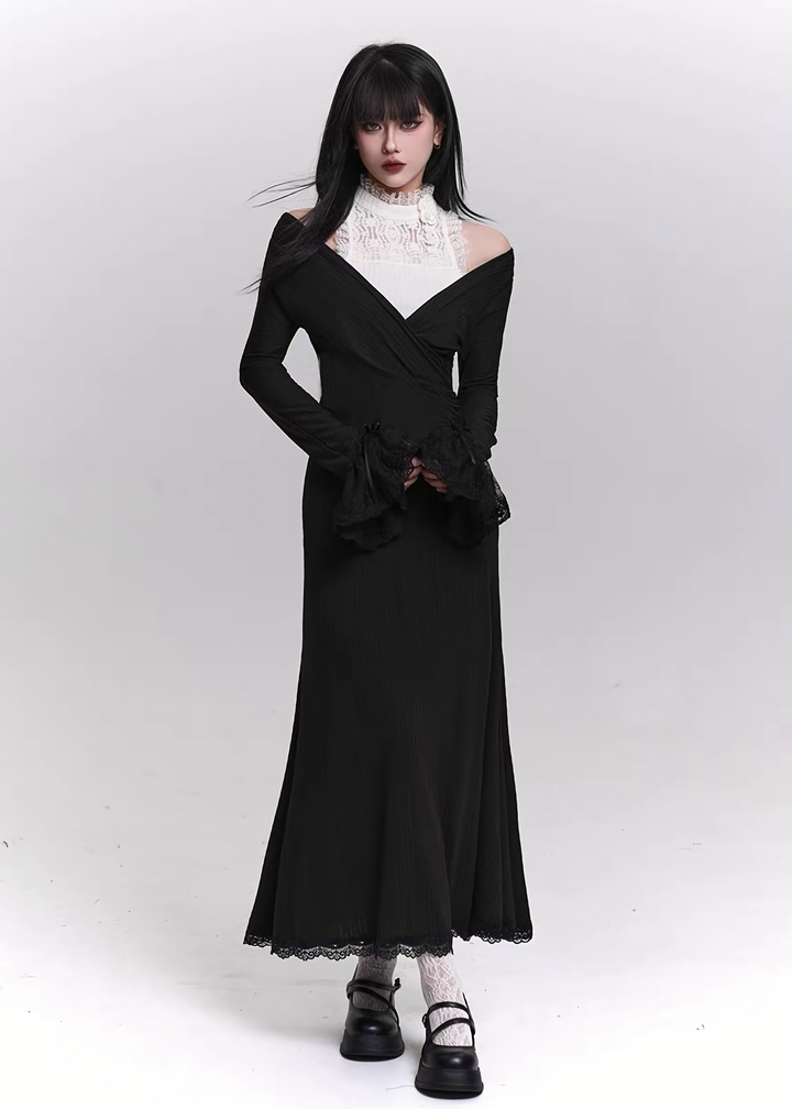 LACE DOCKING LONG DRESS / LG1451