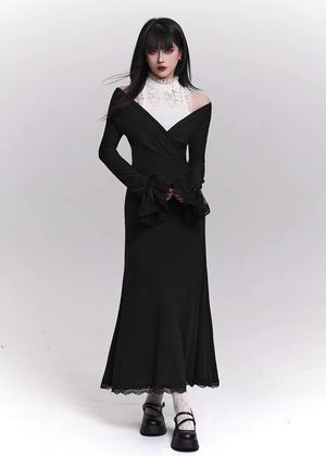 LACE DOCKING LONG DRESS / LG1451