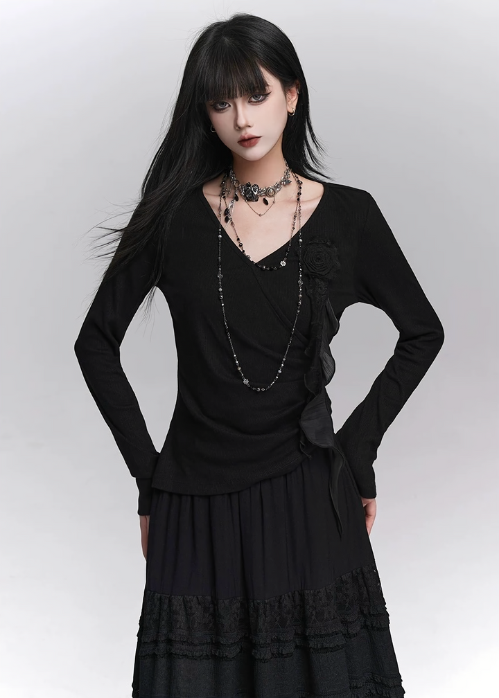 BLACK ROSE GOTHIC LONG SLEEVE / LG1413_e4r