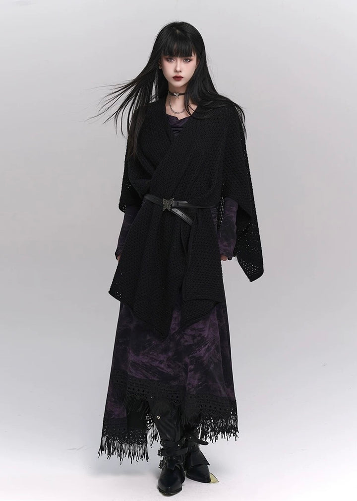 black knit cape / LG1174