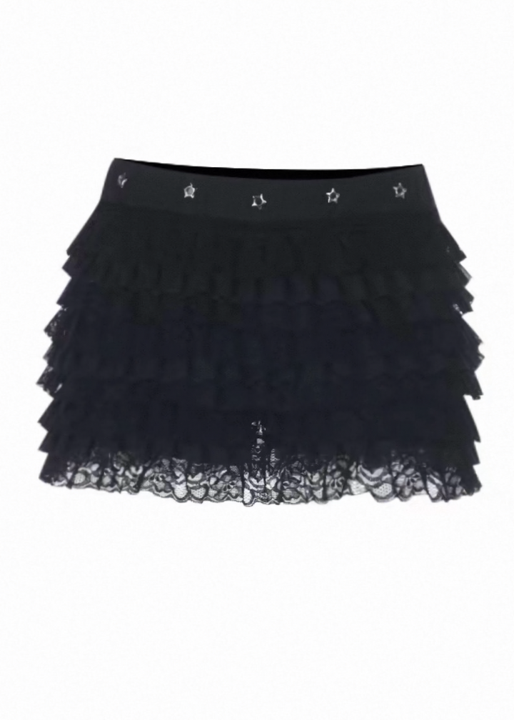 LACE TIERED MINI SKIRT / LG1571