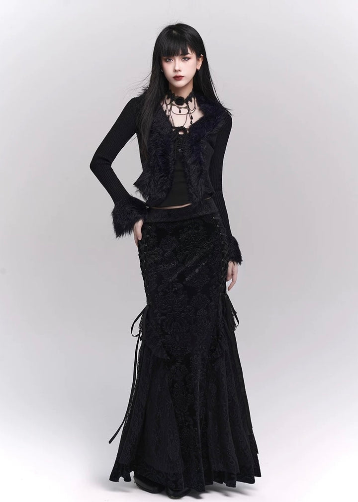 gothic velvet mermaid skirt / LG1207