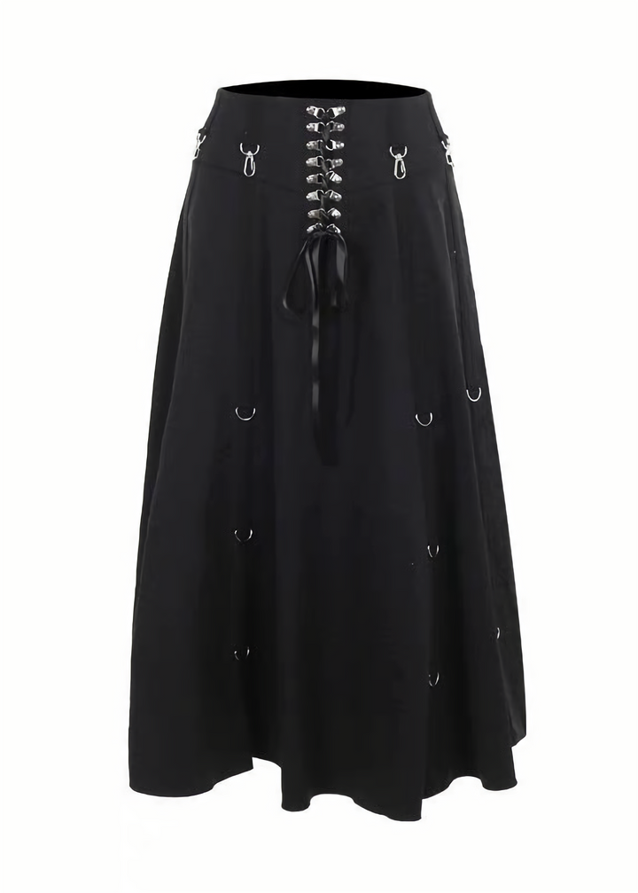 DARK BUCKLE BUSTIER TOP &amp; ASYMMETRIC LONG SKIRT / LG1667