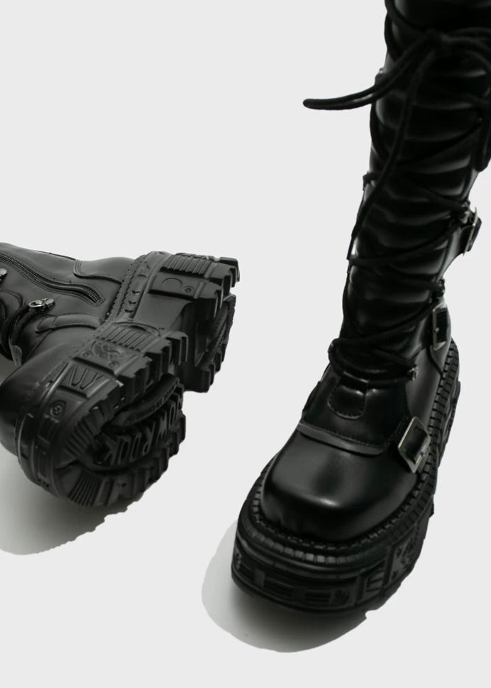 punk style high boots / v1103