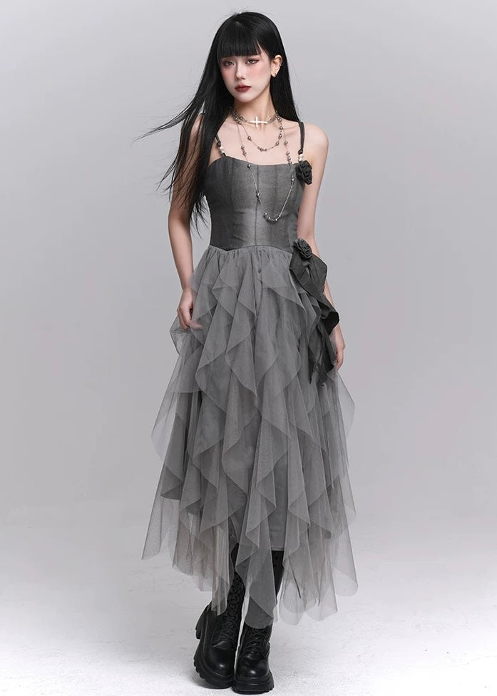 dark rose suspender dress / LG1214_e4r