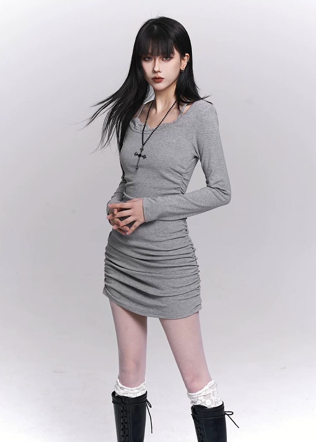 FAKE LAYERED BODYCON DRESS / LG1504