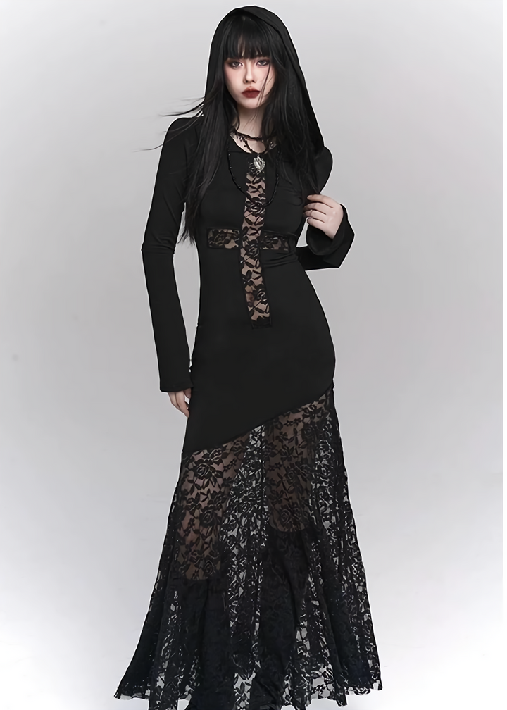 hooded long dress / LG1141 