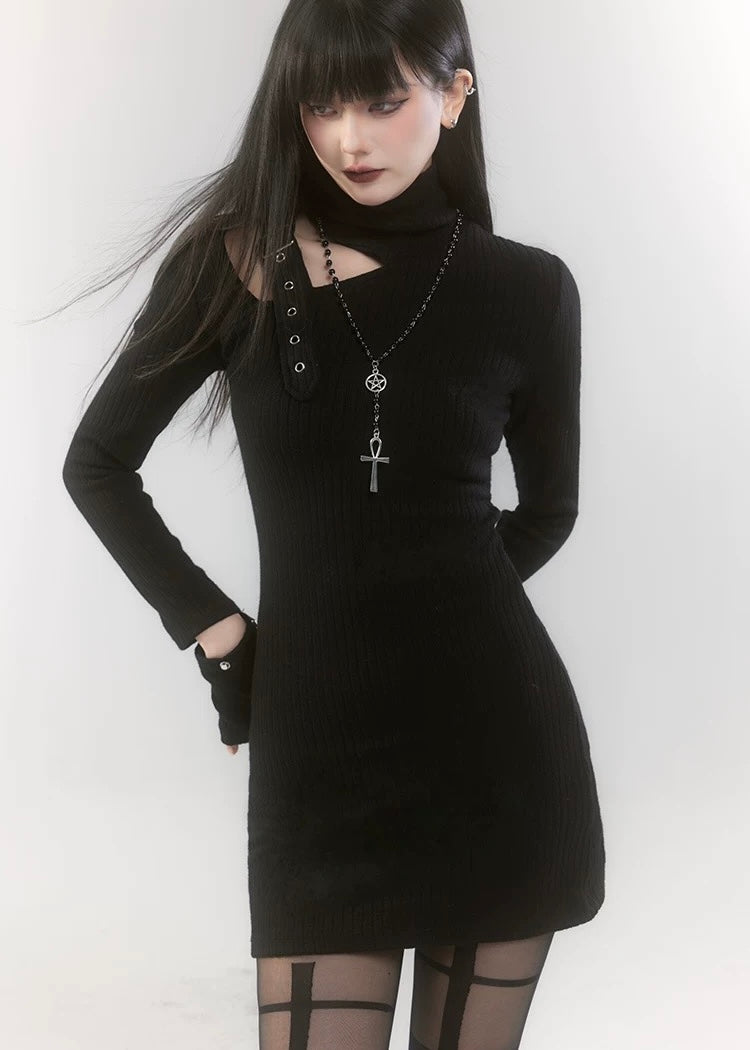 【당일 배송】shoulder belt knit mini dress / LG1193 