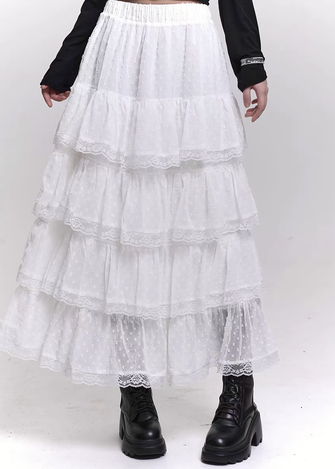 TIERED LACE LONG SKIRT / LG1452