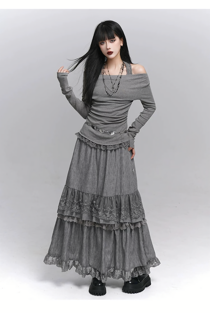 Layered Lace Maxi Skirt / lg1330