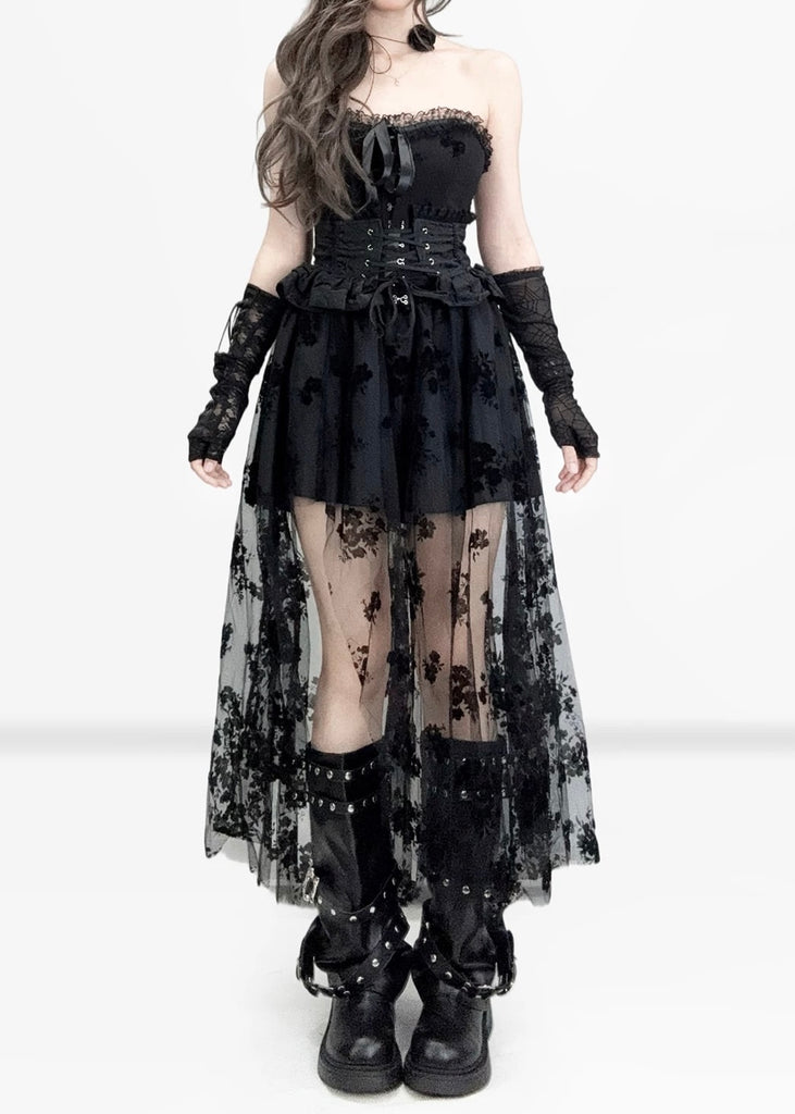 GOTHIC FLOCKY TULLE DRESS SET / LG1137 – EU4RIA