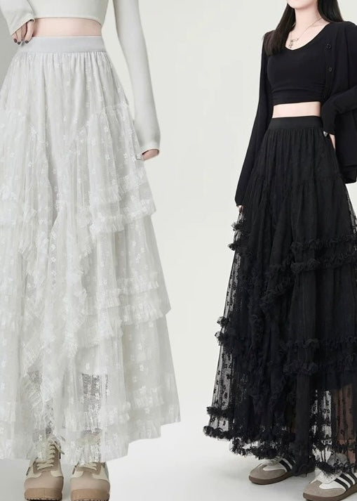 LACE LAYERED TULLE SKIRT / LG1103