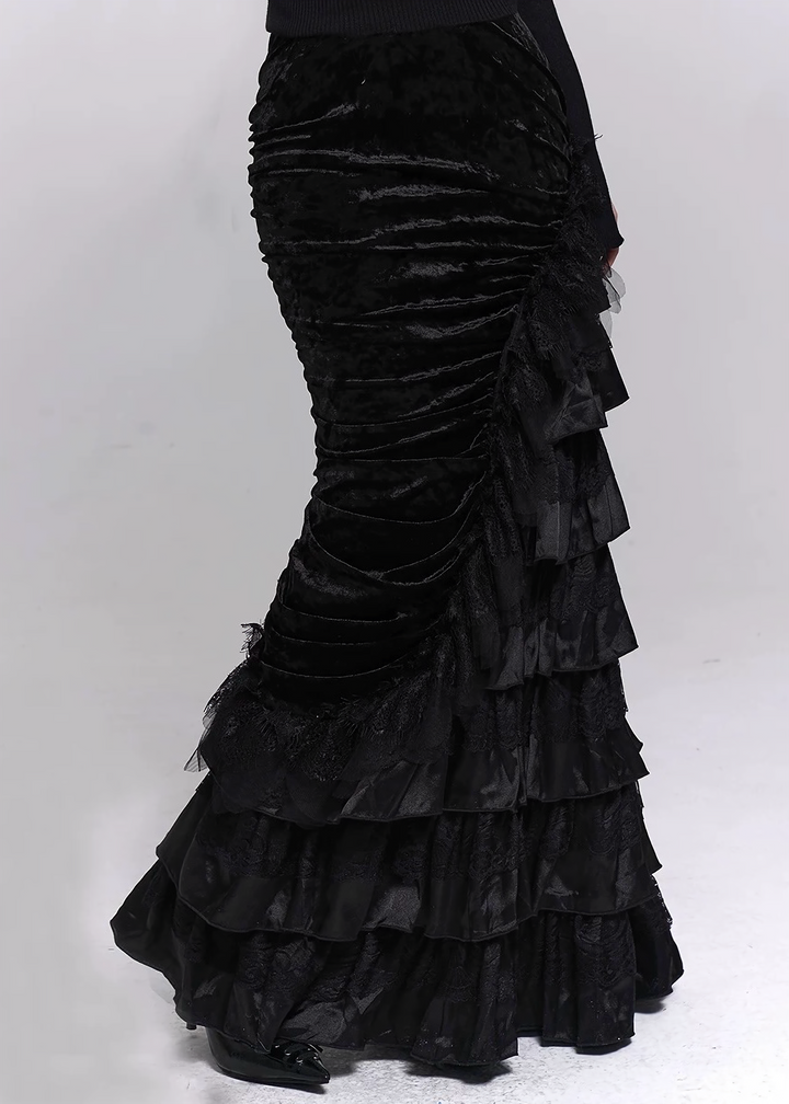 SHADOW DRAPE FISHTAIL SKIRT / LG1489