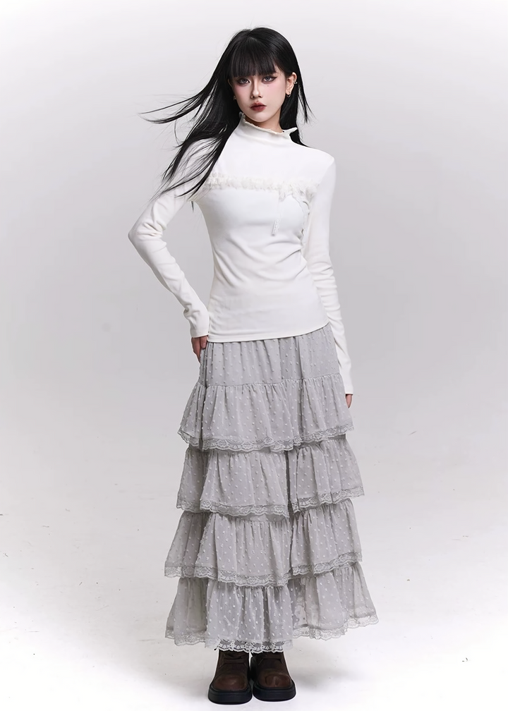 LACE RIBBON TIGHT TOP / LG1453