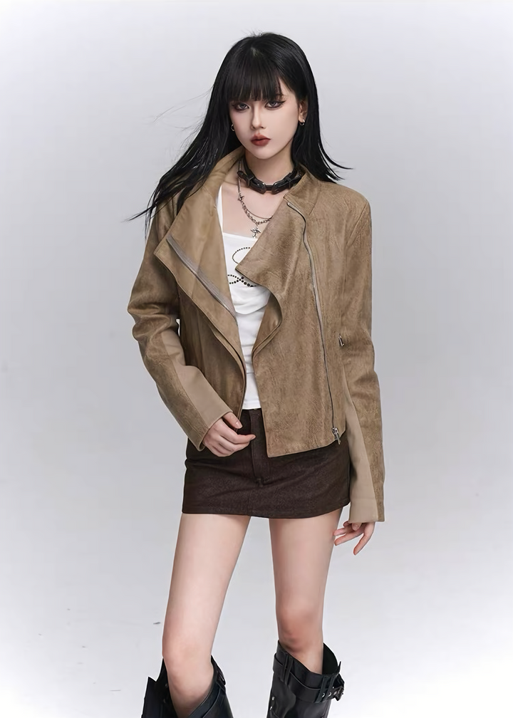 ASYMMETRY ZIP SHORT JACKET / LG1442