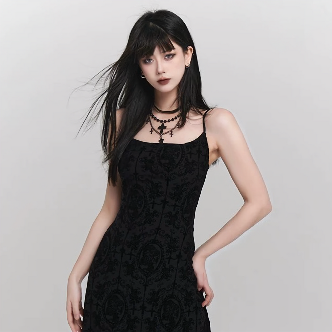 Gothic Rias Goth Style Black Layered Chain Necklace / a1107_e4r – EU4RIA