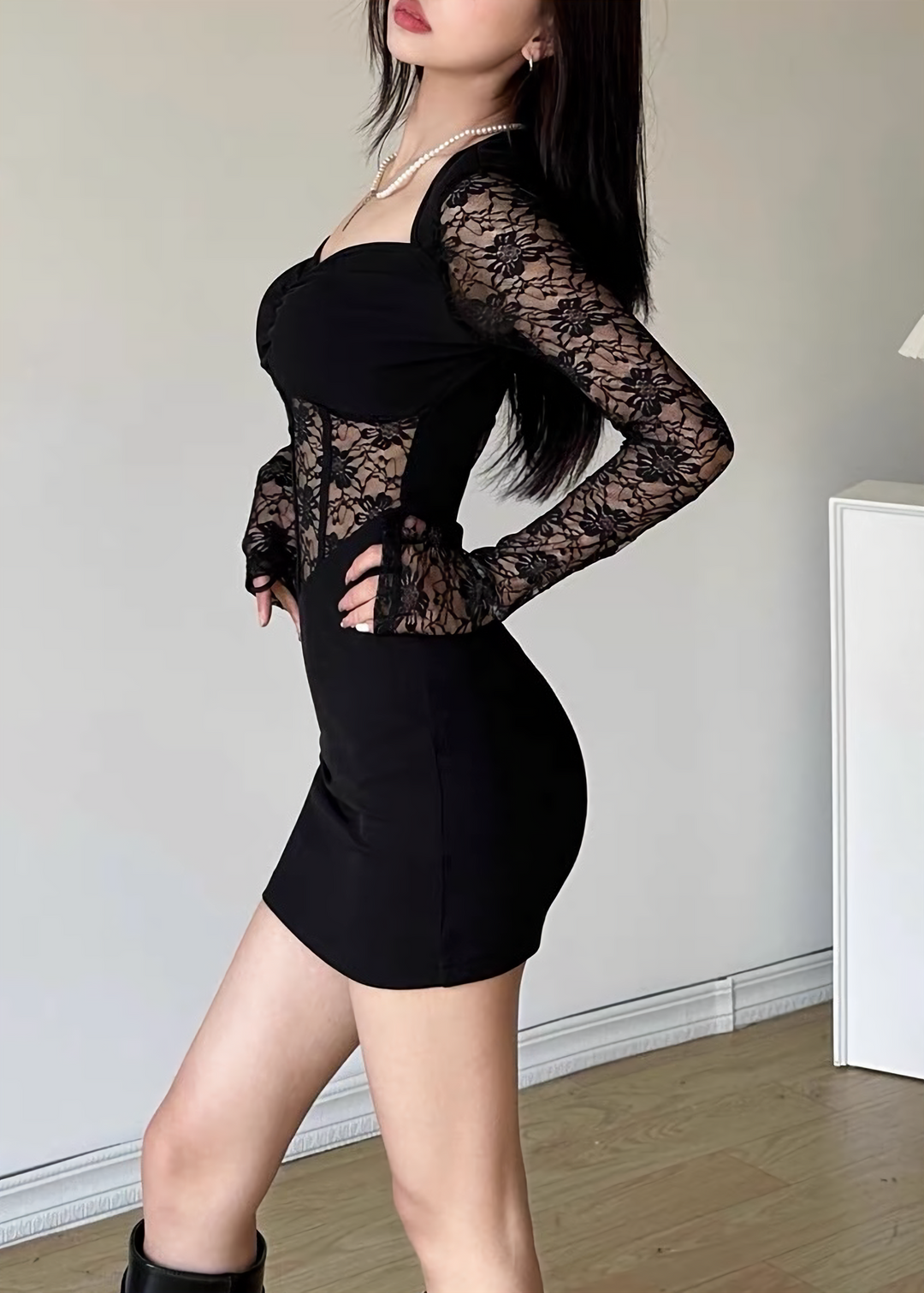 LACE CORSET MINI DRESS / LG1642