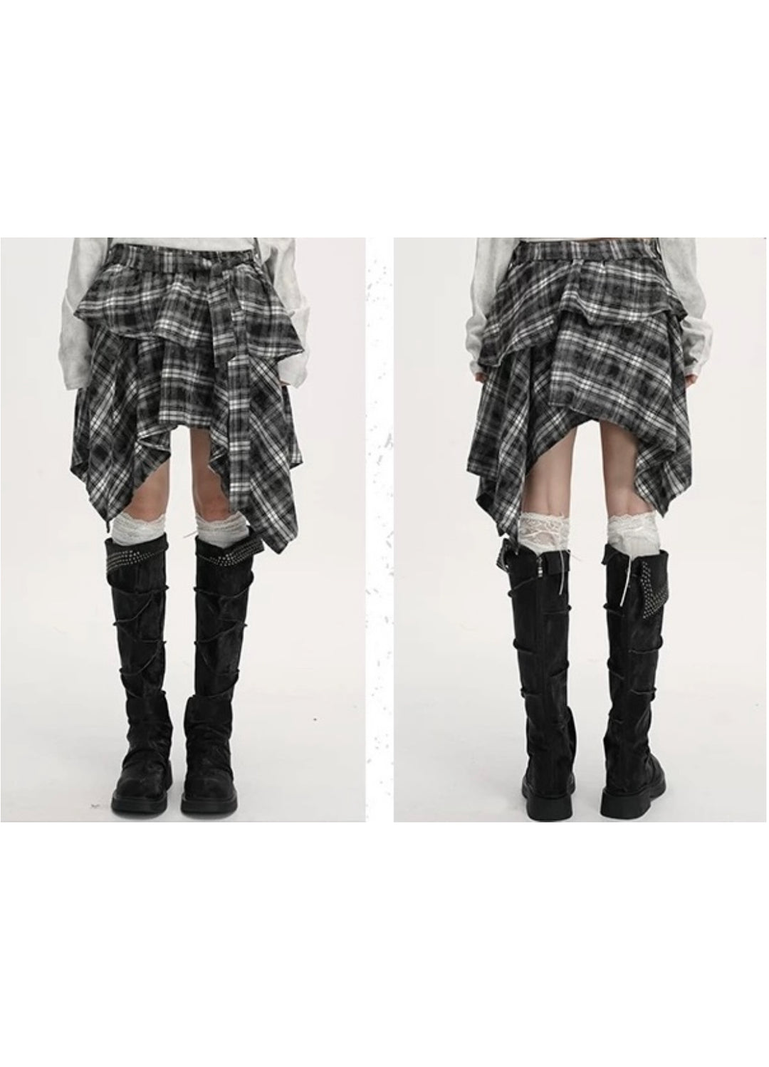 Asymmetry Check Flare Skirt / LG1381