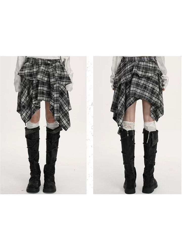 Asymmetry Check Flare Skirt / LG1381