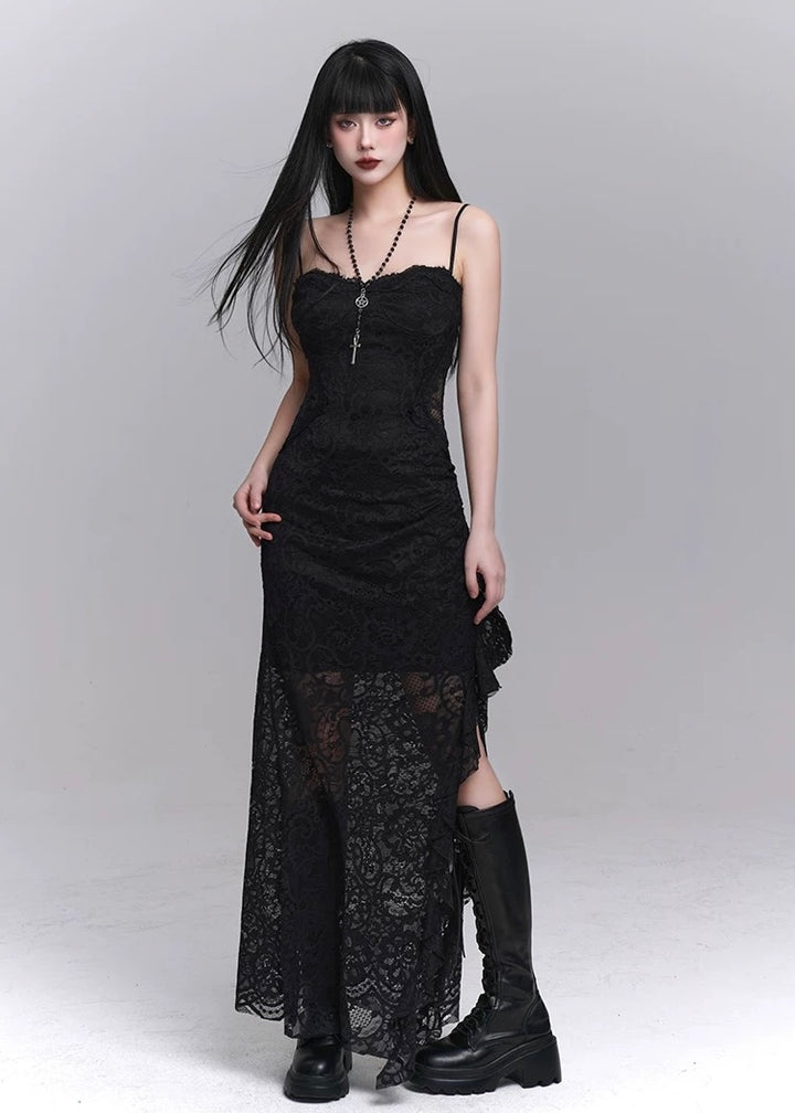 black lace suspender dress / LG1241