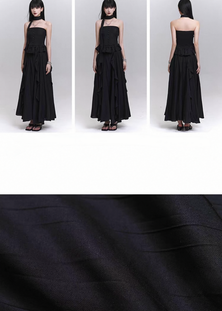 Ruffled lace tube top &amp;amp; Asymmetrical sheer volume skirt / lg1309 