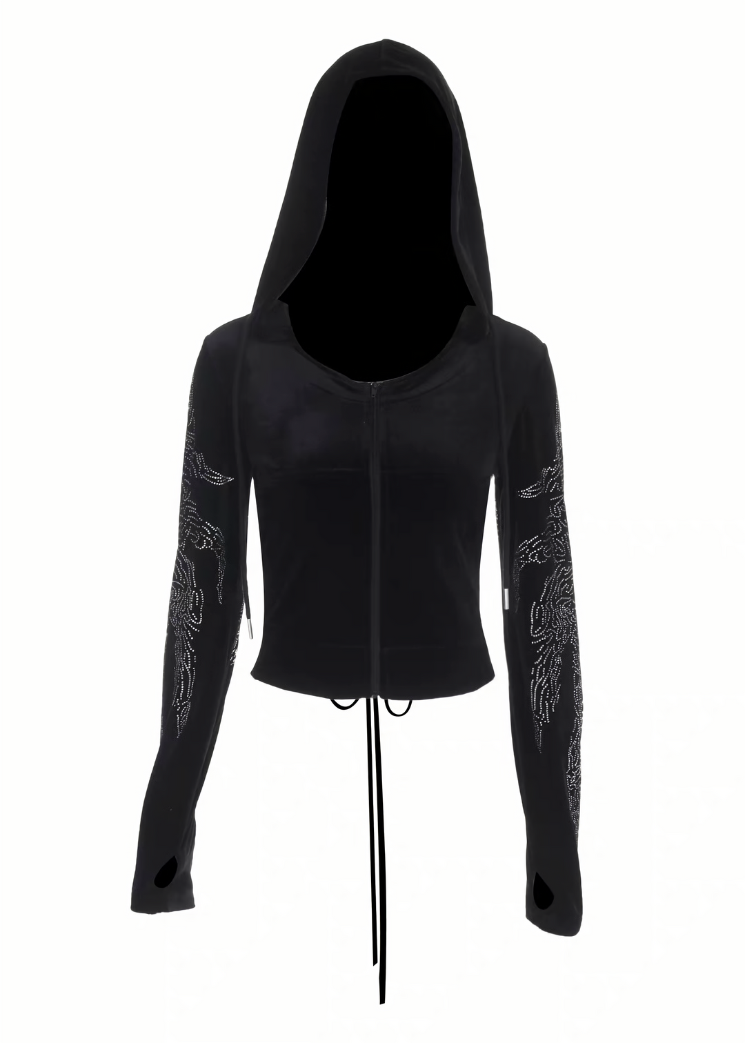 DARK RHINESTONE WING HOODED JACKET / LG1673