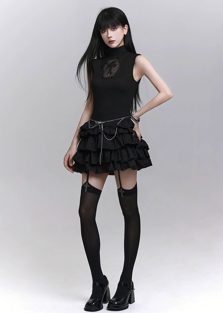 Gothic frill mini dress / LG1286