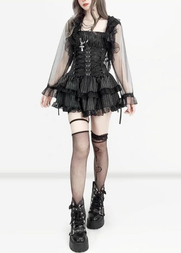 PINSTRIPE CORSET MINI DRESS / LG1575