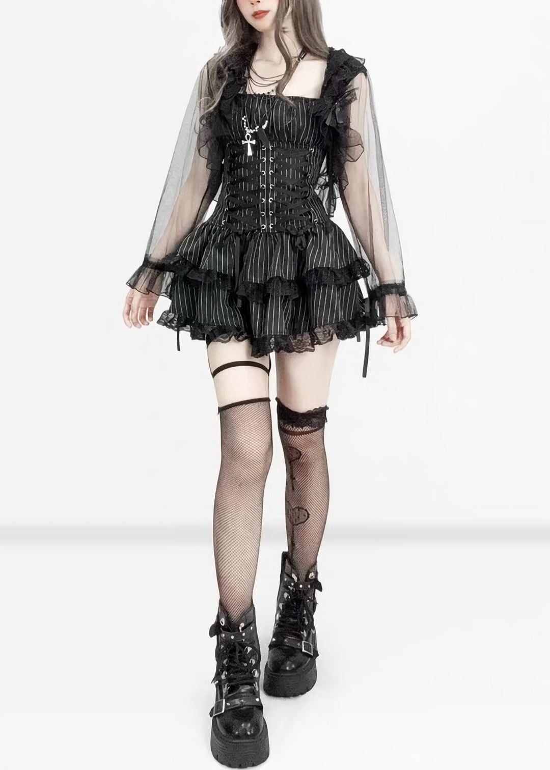 PINSTRIPE CORSET MINI DRESS / LG1575