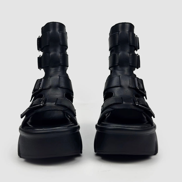 DOUBLE BELT PLATFORM SANDALS / V1169