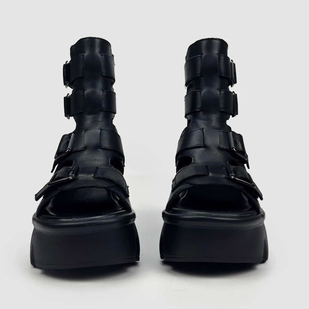 DOUBLE BELT PLATFORM SANDALS / V1169