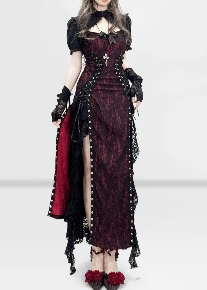 LACE CORSET LAYERED LONG DRESS / LG1574