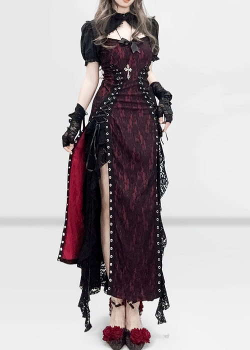 LACE CORSET LAYERED LONG DRESS / LG1574