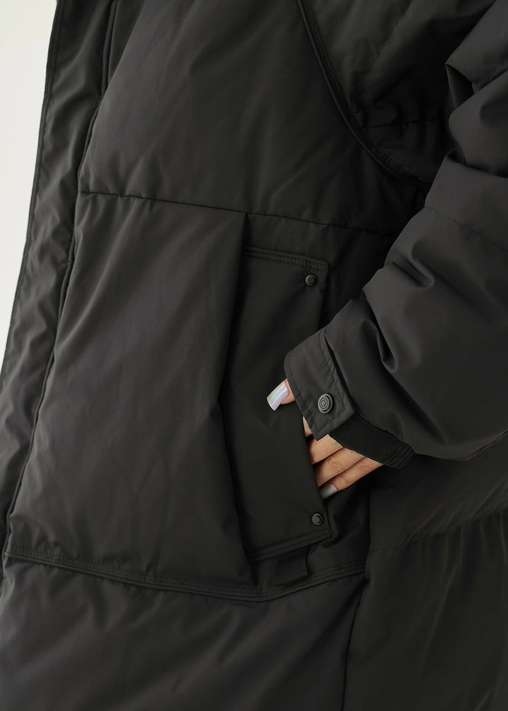 Hooded midi duck down jacket / AS1172