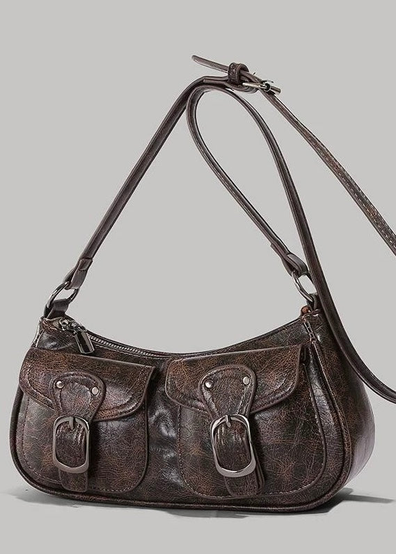 DOUBLE BUCKLE VINTAGE SHOULDER BAG / B1117