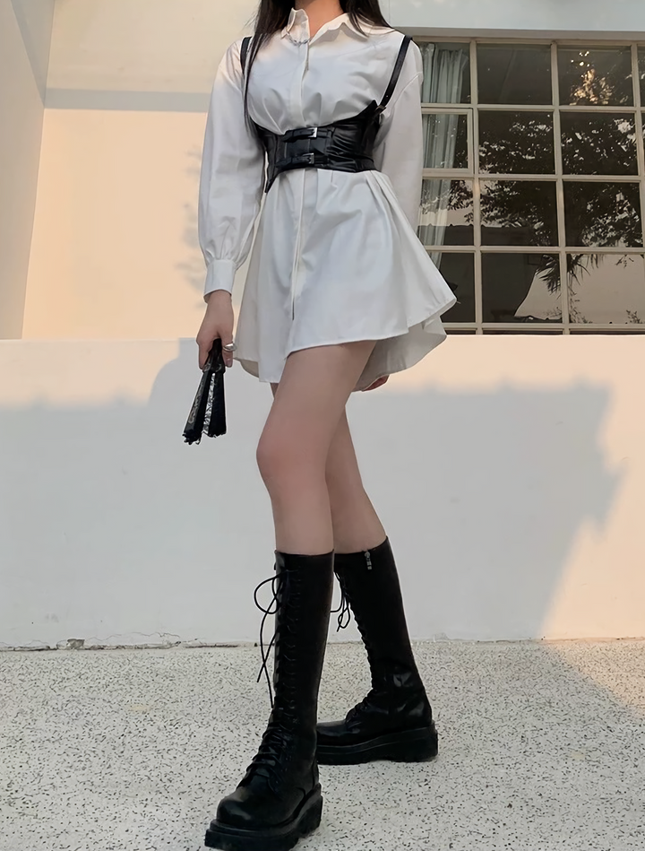 Faux Leather Corset Bustier / A1118
