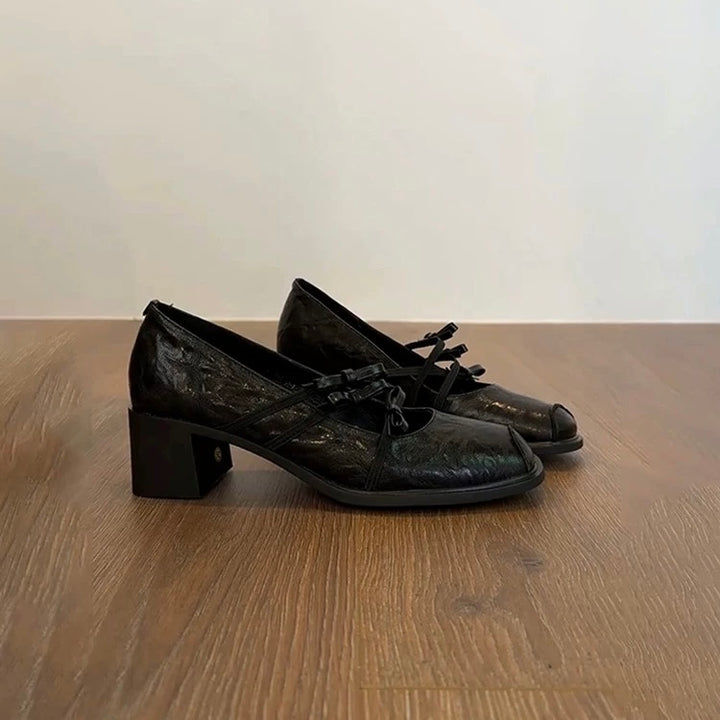 RIBBON STRAP MARY JANE HEELS / V1172