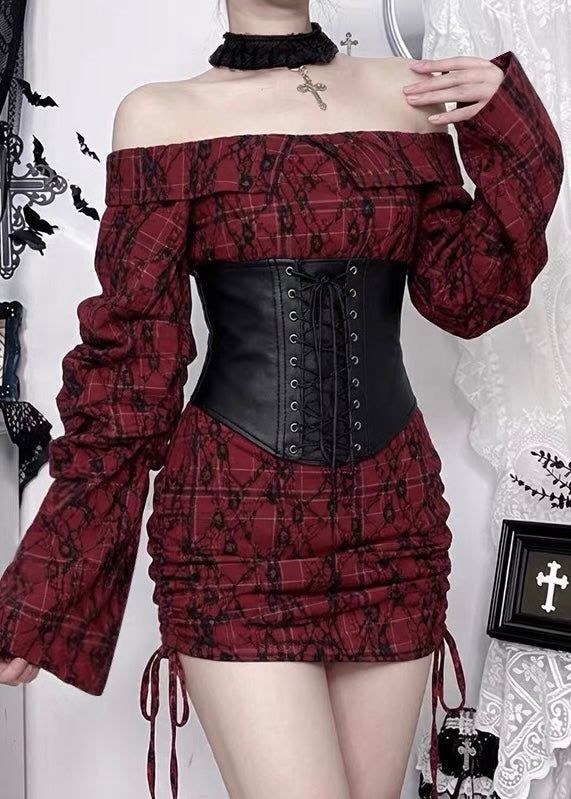 GOTHIC CHECK LACE CORSET DRESS / LG1662
